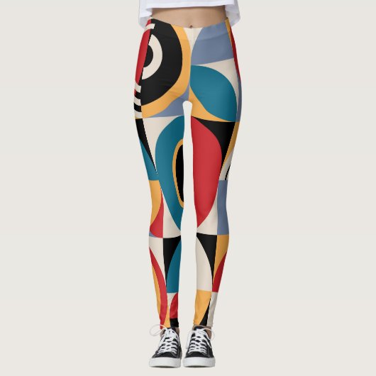 Abstrakte Memphis: Geometrischer Vintager Stil. Leggings (Vorderseite)