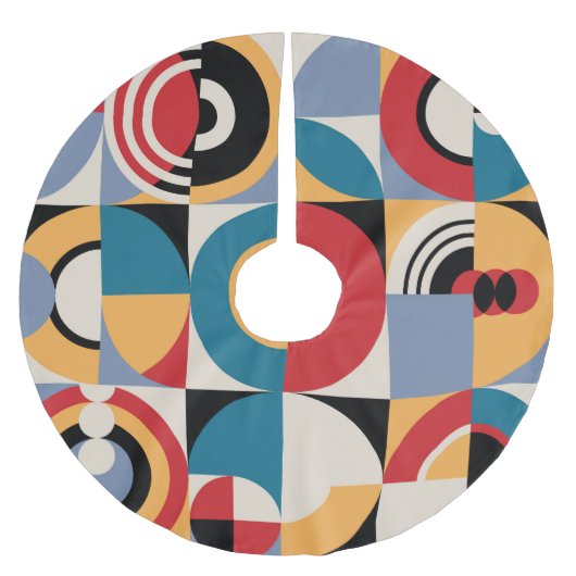 Abstrakte Memphis: Geometrischer Vintager Stil. Polyester Weihnachtsbaumdecke (Vorderseite)