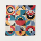 Abstrakte Memphis: Geometrischer Vintager Stil. Wandteppich (Vorderseite (Horizontal))