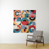 Abstrakte Memphis: Geometrischer Vintager Stil. Wandteppich (Beispiel (Horizontal))