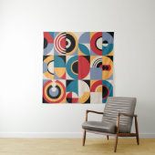 Abstrakte Memphis: Geometrischer Vintager Stil. Wandteppich (Beispiel)