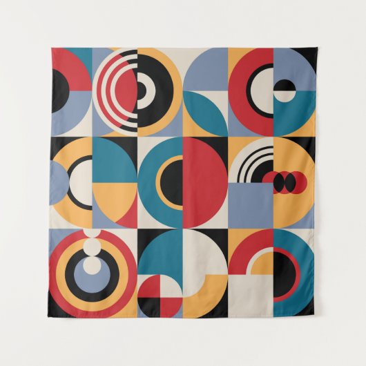 Abstrakte Memphis: Geometrischer Vintager Stil. Wandteppich (Vorderseite)