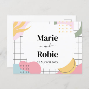 Abstrakte Memphis-Hochzeit Einladungspostkarte