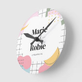 Abstrakte Memphis-Hochzeit Runde Wanduhr (Winkel)