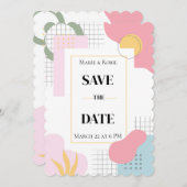 Abstrakte Memphis-Hochzeit Save The Date (Vorne/Hinten)