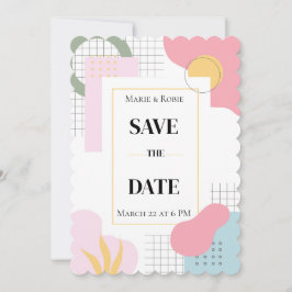 Abstrakte Memphis-Hochzeit Save The Date