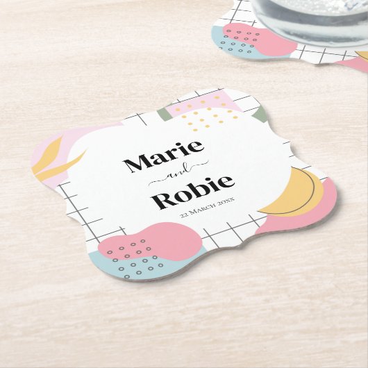 Abstrakte Memphis-Hochzeit Untersetzer (angewinkelt)