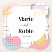 Abstrakte Memphis-Hochzeit Untersetzer (Vorderseite)