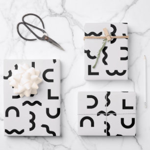 Abstrakte Memphis Waves & Shapes Geschenkpapier Set