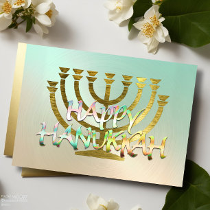 Abstrakte Menorah farbiges Glück Hanukkah Gold Feiertagskarte