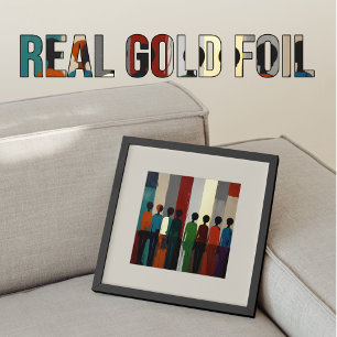 Abstrakte menschliche Formen goldblau Foliendrucke