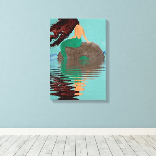 Abstrakte Mermaid Rock Water Wrapped Canvas Leinwanddruck (Insitu (Holzboden))