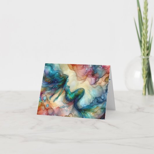 ABSTRAKTE MERMAIDEN VIBRANT ALCOHOL INK KARTE (Vorderseite)