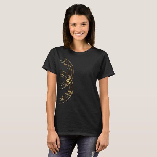 Abstrakte Metallische Gold-Musiknote T-Shirt (Vorne ganz)