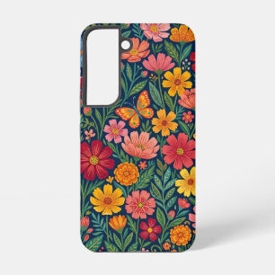 Abstrakte mexikanische Blumen Schmetterlinge Samsu Samsung Galaxy Hülle