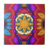 Abstrakte mexikanische Flora Tile Fliese (Vorderseite)