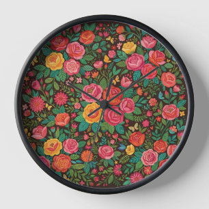 Abstrakte Mexikanische Rosen Schmetterlinge Kunst Uhr