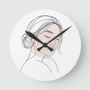 Abstrakte Minimal Single Linie Art Runde Wanduhr