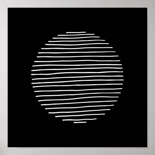 Abstrakte Minimal Stripe Circle Monochrome Art Poster (Vorne)