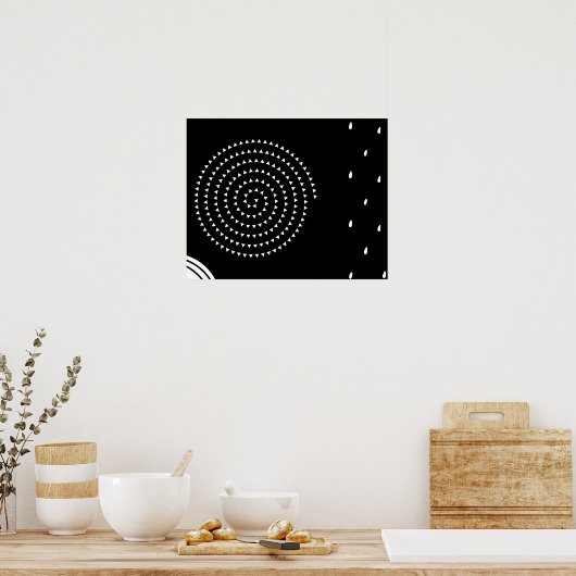 Abstrakte Minimal White Spiral, Raindrops, Kreise Poster (Küche)
