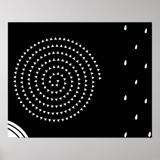 Abstrakte Minimal White Spiral, Raindrops, Kreise Poster (Vorne)