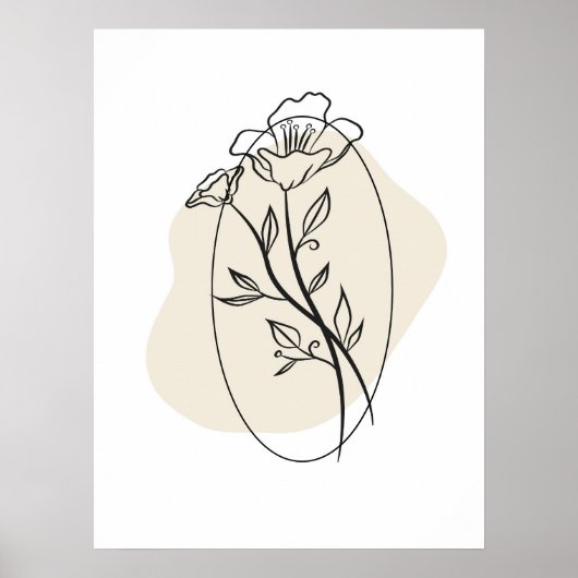 Abstrakte Minimale Boho Style Design Blumenmuster- Poster (Vorne)