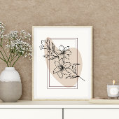 Abstrakte Minimale Boho Style Design Blumenmuster- Poster