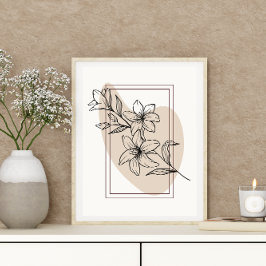 Abstrakte Minimale Boho Style Design Blumenmuster- Poster