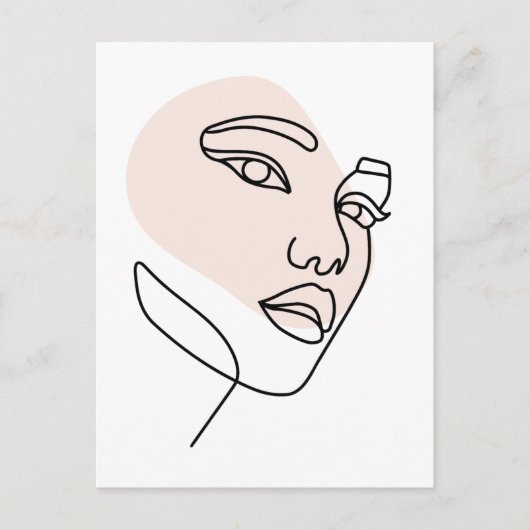 Abstrakte minimale weibliche Single Linie Art Stei Postkarte (Vorderseite)