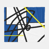 Abstrakte Minimalistiklinie Schwarz Gelbblau Fleecedecke (Vorderseite (Horizontal))