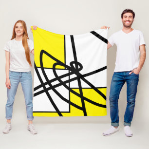 Abstrakte Minimalistiklinie Schwarz Graugelbe Deck Fleecedecke