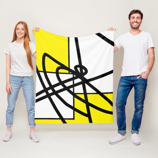 Abstrakte Minimalistiklinie Schwarz Graugelbe Deck Fleecedecke (Beispiel)