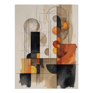 Abstrakte minimalistische Aquarellfarben Poster