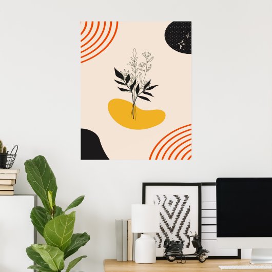 Abstrakte Minimalistische Blätter Poster (Heimbüro)