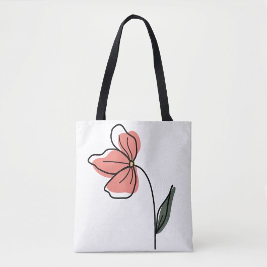 Abstrakte Minimalistische Blume Totbeutel Tasche (Vorderseite)
