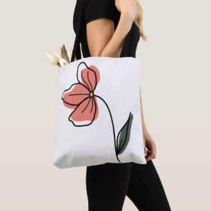 Abstrakte Minimalistische Blume Totbeutel Tasche