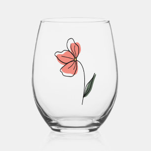 Abstrakte Minimalistische Blumen Wiederverwendbare Weinglas Ohne Stiel