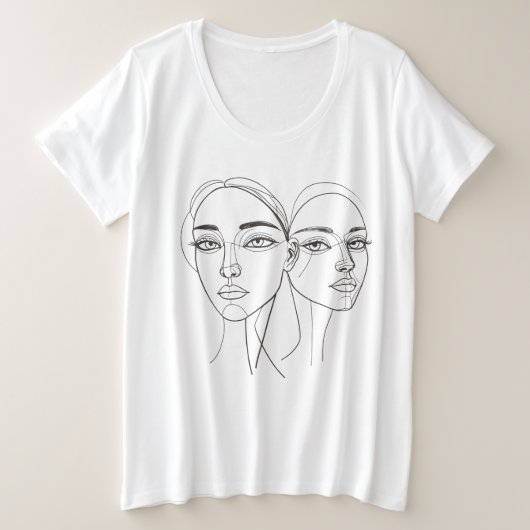 Abstrakte Minimalistische Gesichter - Art Vector Große Größe T-Shirt (Design vorne)