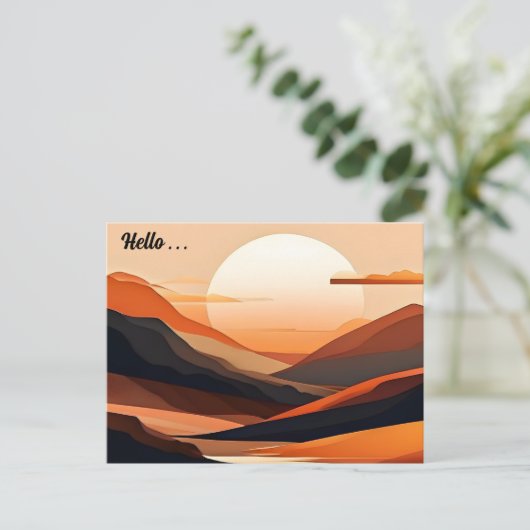 Abstrakte Minimalistische Landschaft Postkarte (Stehend Vorderseite)