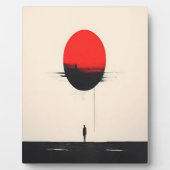 Abstrakte Minimalistische Rote Sonne und Einsamkei Fotoplatte (Vorderseite)