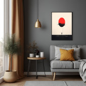 Abstrakte Minimalistische Rote Sonne und Einsamkei Poster