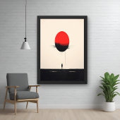 Abstrakte Minimalistische Rote Sonne und Einsamkei Poster