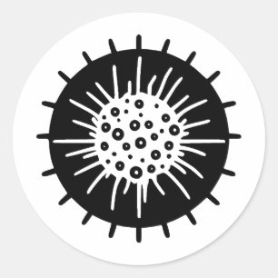 Abstrakte Minimalistische Virus-Silhouette Runder Aufkleber