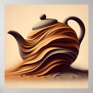 Abstrakte minimalistische Zen-Teekanne Poster