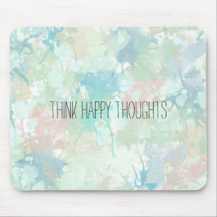 Abstrakte Minze Blue Watercolor Splashes Happy Mousepad