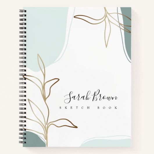 Abstrakte Minze und Moss Green Sketchbook Notizblock (Vorderseite)