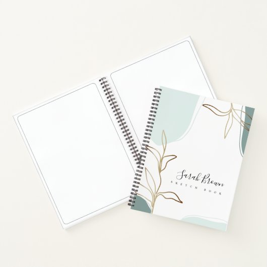 Abstrakte Minze und Moss Green Sketchbook Notizblock (Innenseite)