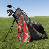 Abstrakte Mischung von rotem Farbverlauf auf graue Golfhandtuch (Gras)