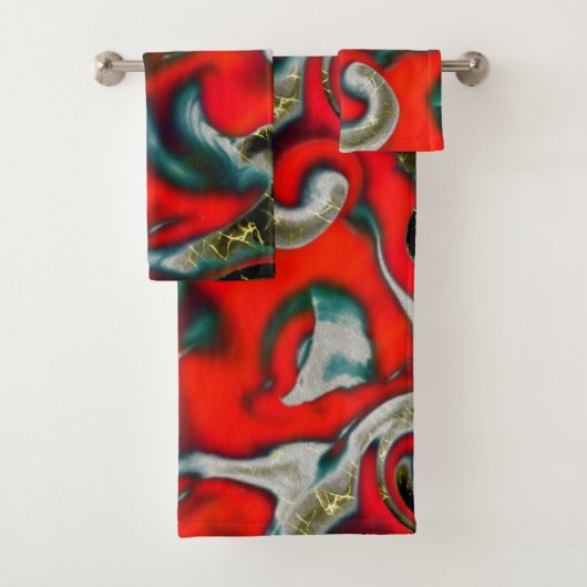 Abstrakte Mischung von rotem Farbverlauf über sand Badhandtuch Set (Insitu)
