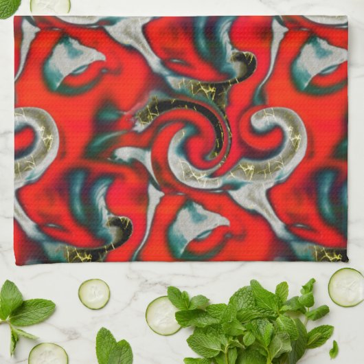 Abstrakte Mischung von rotem Farbverlauf über sand Geschirrtuch (Gefaltet)